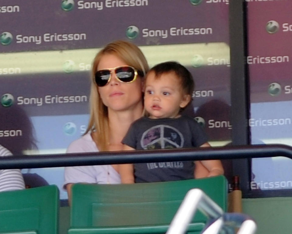 &nbsp;Tiger Woods' wife Elin Nordegren and their son Charlie are seen at Sony Ericsson Open on April 2, 2010 in Key Biscayne, Florida. (Photo by Larry Marano/FilmMagic)