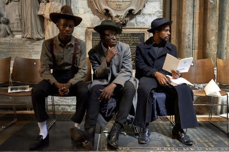 Performers from the HEbE Foundation charity prepare to perform during a Service of Thanksgiving to mark the 70th anniversary of the landing of the Windrush, at Westminster Abbey, London, Britain, June 22, 2018. Niklas Halle'n/Pool via REUTERS