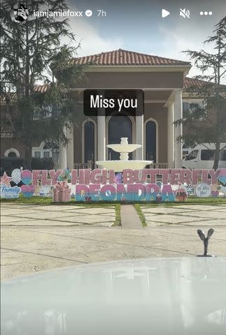 <p>Jamie Foxx/ Instagram</p> Foxx also shared on Instagram Stories a clip of what looked like a party being set up in honor of Dixon.