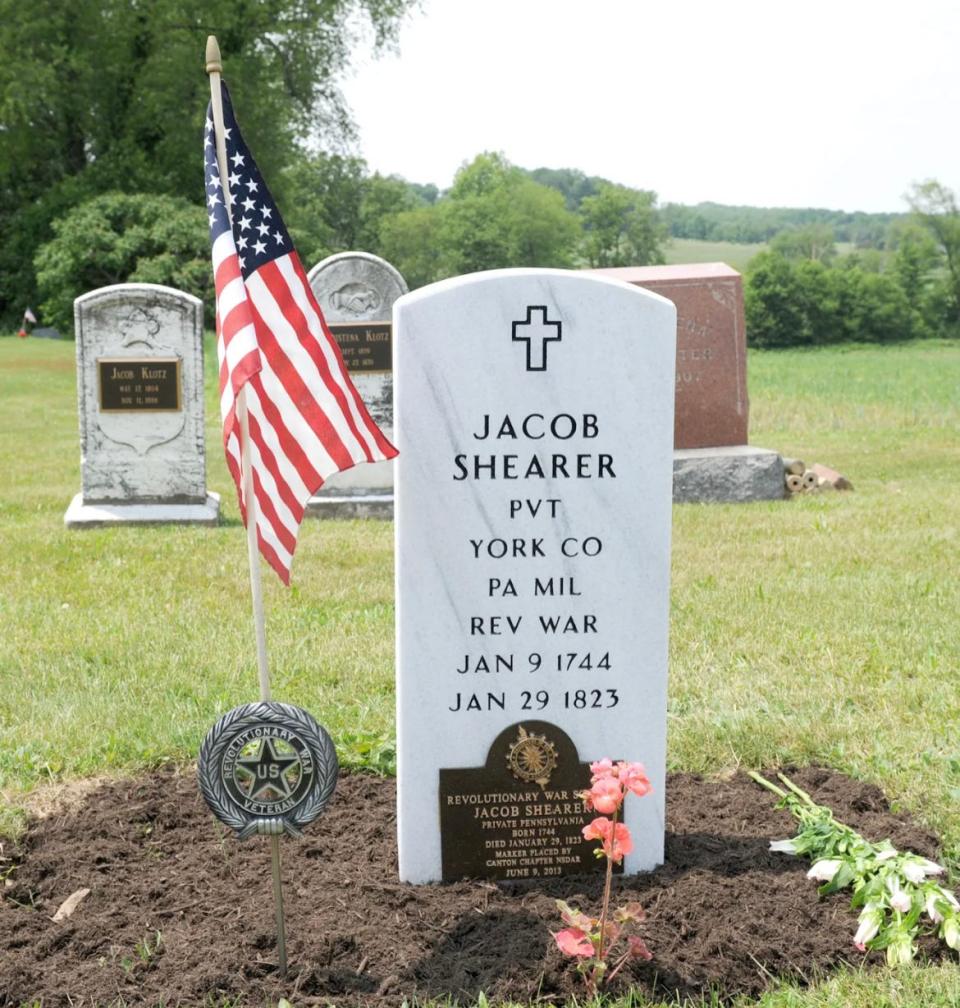 Revolutionary War soldier Jacob Shearer is the only soldier who fought for independence who is buried in Osnaburg Township. He got a new grave marker in 2013.