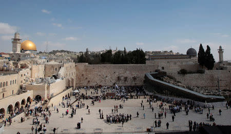 FILE PHOTO: The Dome of the Rock, the Western Wall and the Mughrabi Gate entrance to the compound known to Muslims as al-Haram al-Sharif, and to Jews as Temple Mount, are seen in Jerusalem's Old City March 7, 2011. REUTERS/Baz Ratner/File Photo