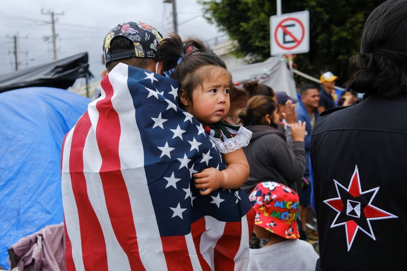 Makeshift camp of migrants in Tijuana