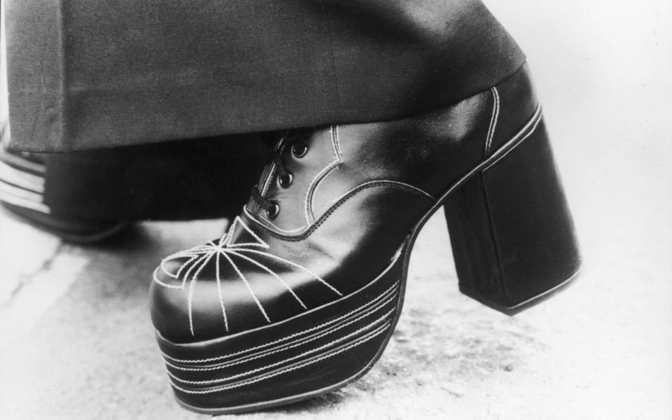 A stylish mid-Seventies platform shoe with decorative white stitching, from London's Carnaby Street -  HULTON ARCHIVE/Evening Standard