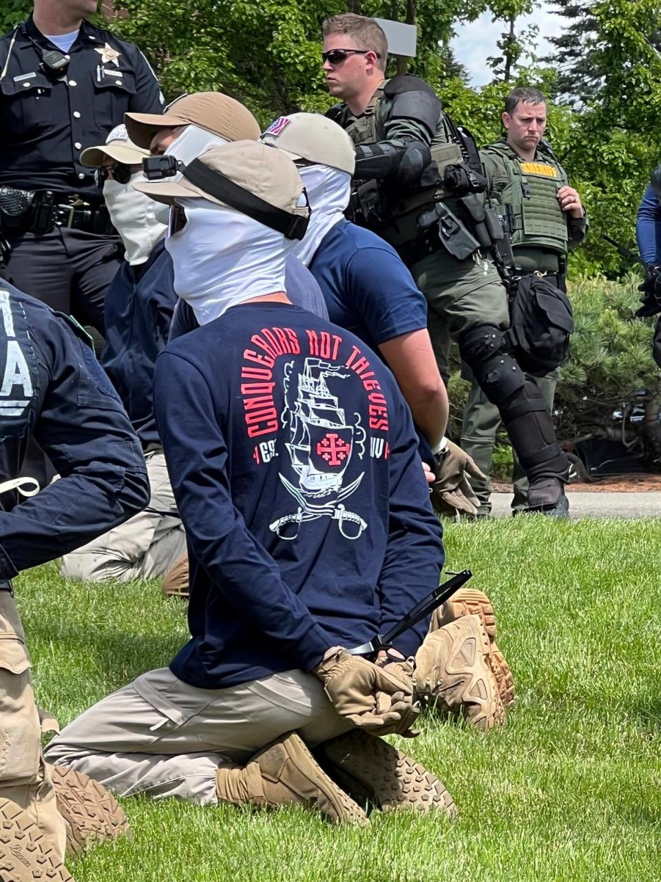 Authorities arrest members of the white supremacist group Patriot Front near an Idaho pride event on Saturday