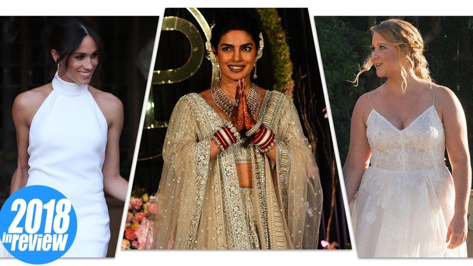 From Meghan Markle to Priyanka Chopra and Mandy Moore, ET rounds up the most stunning bridal wear from the past year.