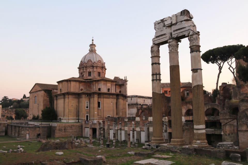 The Roman Forum is a a rectangular plaza surrounded by the the ruins of several important ancient buildings. Source: Holly O’Sullivan
