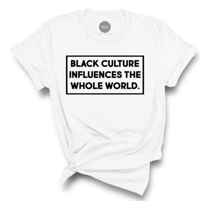 Get the <a href="https://www.blackvibetribe.com/collections/tees/products/black-culture-tee" target="_blank" rel="noopener noreferrer">"Black Culture Influences The Whole World" tee from Black Vibe Tribe for $30﻿</a>