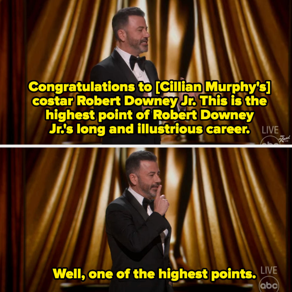 Jimmy jokes this is the highest point of Robert's career