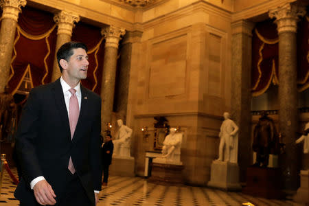 U.S. House Speaker Paul Ryan (R-WI) walks on Capitol Hill in Washington, U.S., after the House vote on the continuing resolution to avoid government shutdown, December 21, 2017. REUTERS/Yuri Gripas
