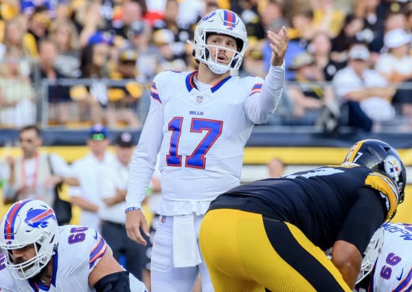 Buffalo Bills quarterback Josh Allen is my No. 2 fantasy football play in Week 4. File Photo by Archie Carpenter/UPI