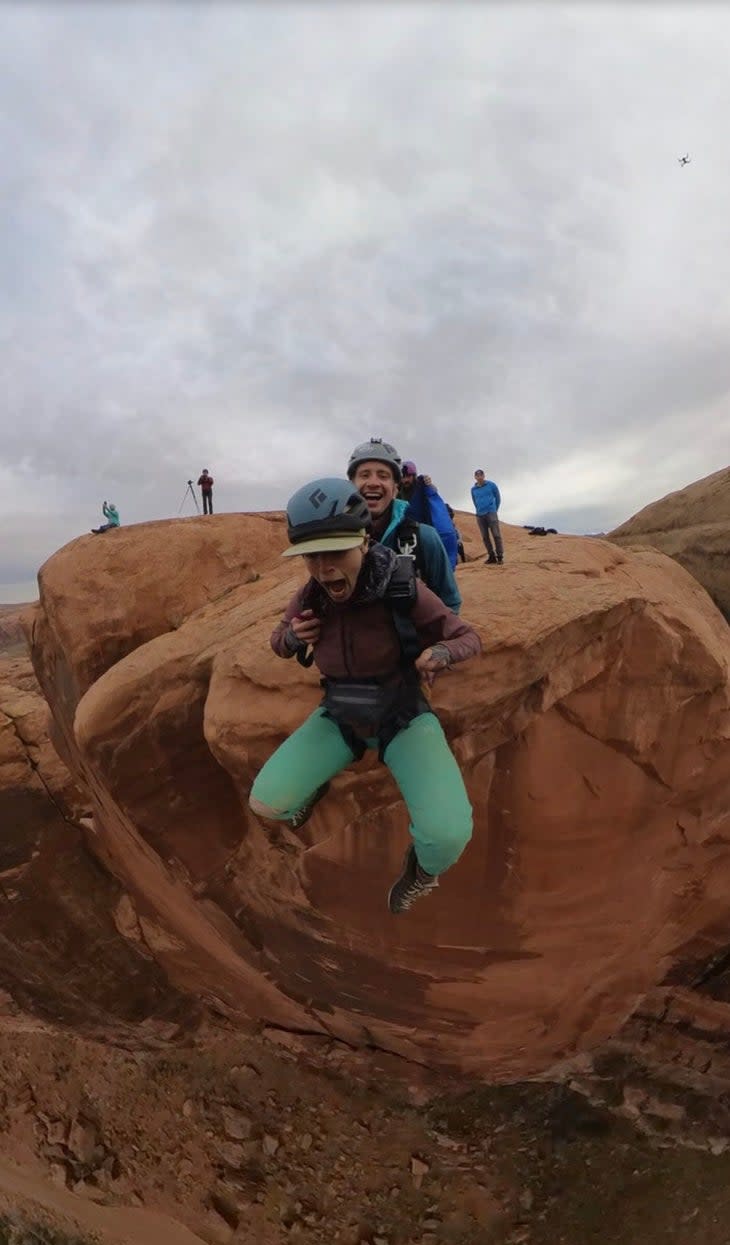 <span class="article__caption">River Barry on her first BASE Jump months after she rescued an injured BASE jumper in Moab Utah.</span>