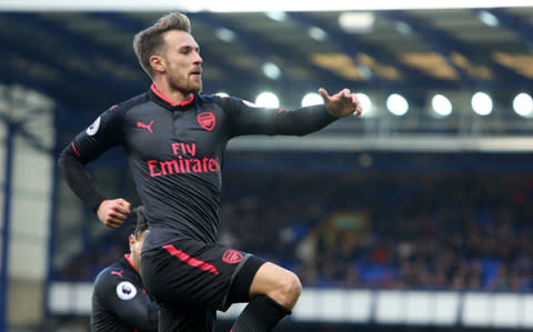 Ramsey celebrates his goal - Credit: Getty Images