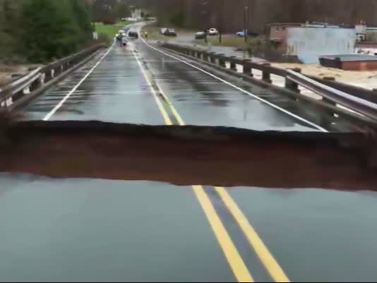 The two-lane bridge in Alexander County, Charlotte, North Carolina that partly collapsed on Thursday 13 November ((Fox 46))