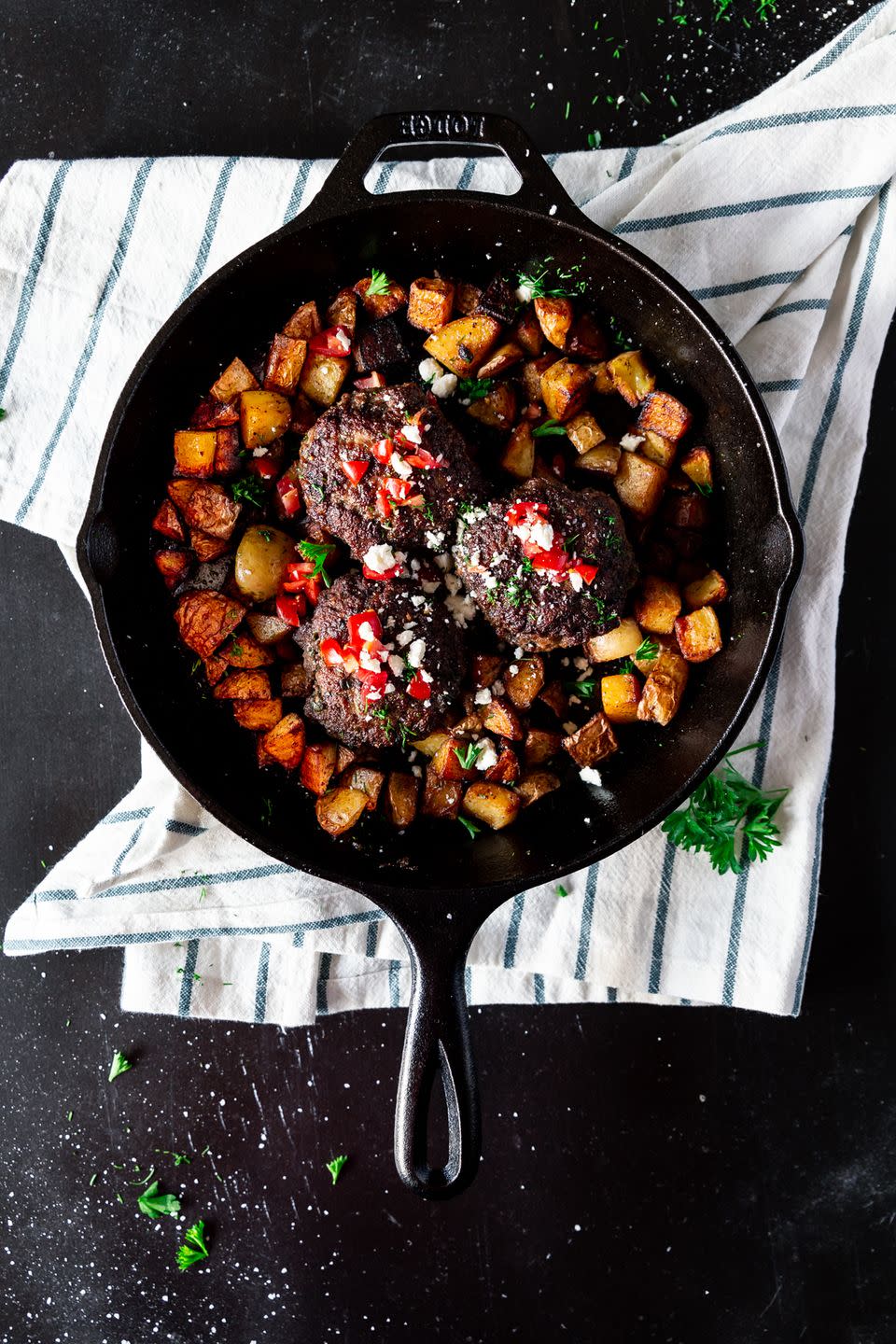 Greek Campfire Lamb Burgers With Dill Potatoes