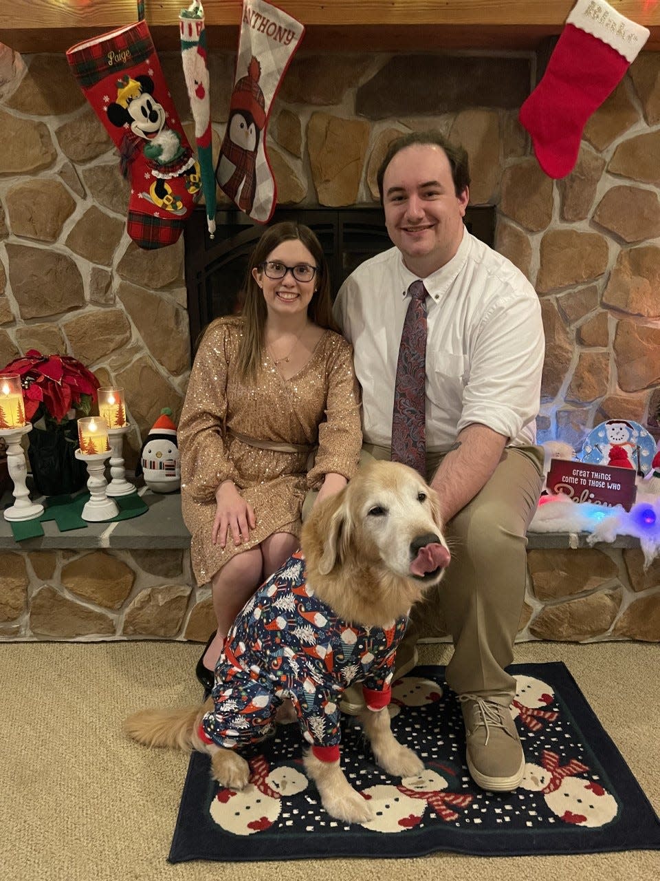 Blair and her fiance, along with Blair's service dog Creed