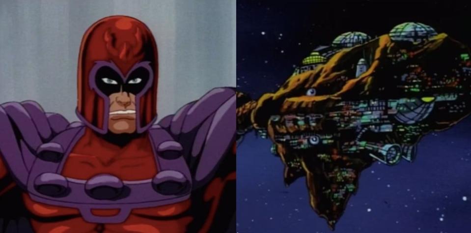 Magneto and his new base Asteroid M in the season 4 X-Men episode "Sanctuary."