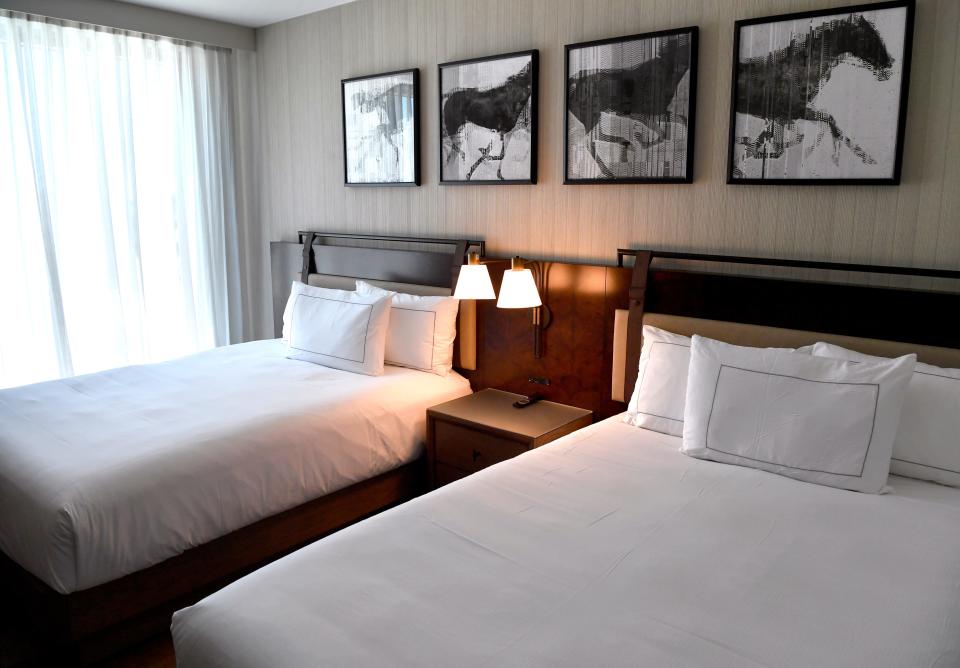 The beds in a standard room at the DoubleTree by Hilton in downtown Abilene. The hotel opened Wednesday.