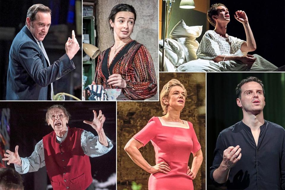 Star performances: Clockwise from top right - Bertie Carvel in Ink, Laura Donnelly in The Ferryman, Andrew Garfield in Angels in America, Andrew Scott in Hamlet, Victoria Hamilton in Albion and Glenda Jackson in King Lear