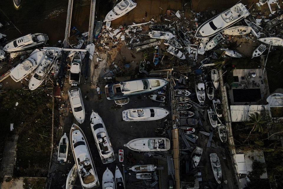 Damage is seen at a yacht club in the aftermath of Hurricane Otis in Acapulco, Mexico, Saturday, Oct. 28, 2023.