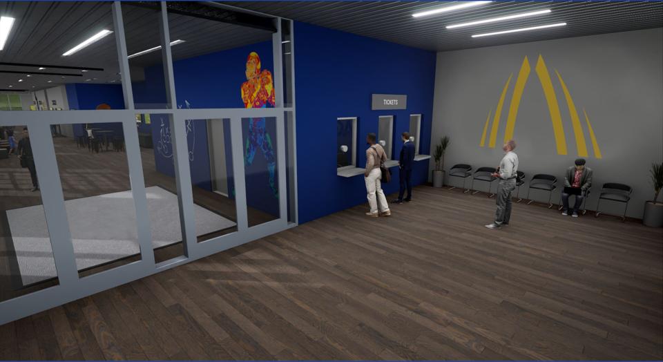 An artist's rendition depicts the interior of the planned performance center at Hall of Fame Village powered by Johnson Controls in Canton.