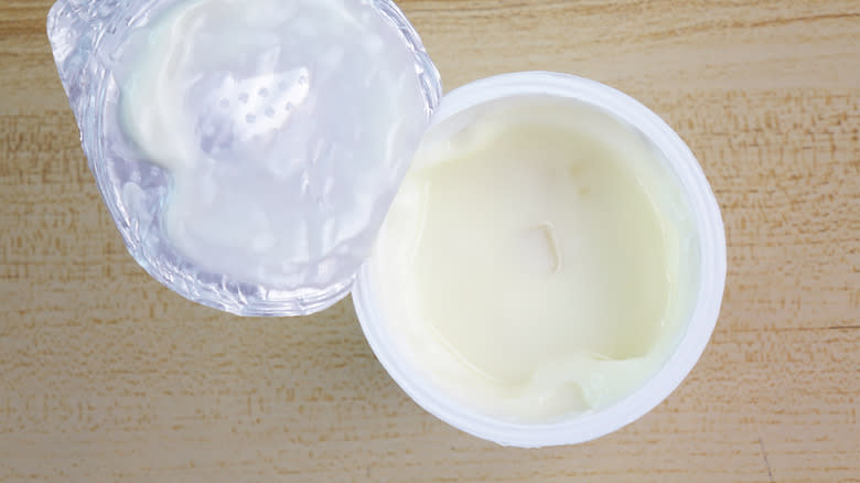 open yogurt pot