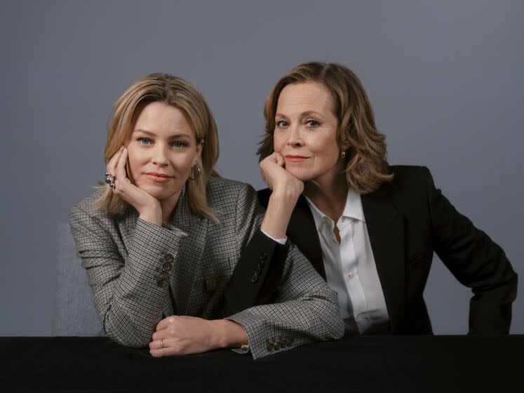 OCTOBER 24 - NEW YORK, NY: Elizabeth Banks and Sigourney Weaver photographed at the Crosby Street Hotel in New York, NY on October 24, 2022. (Justin Jun Lee / For The Times)