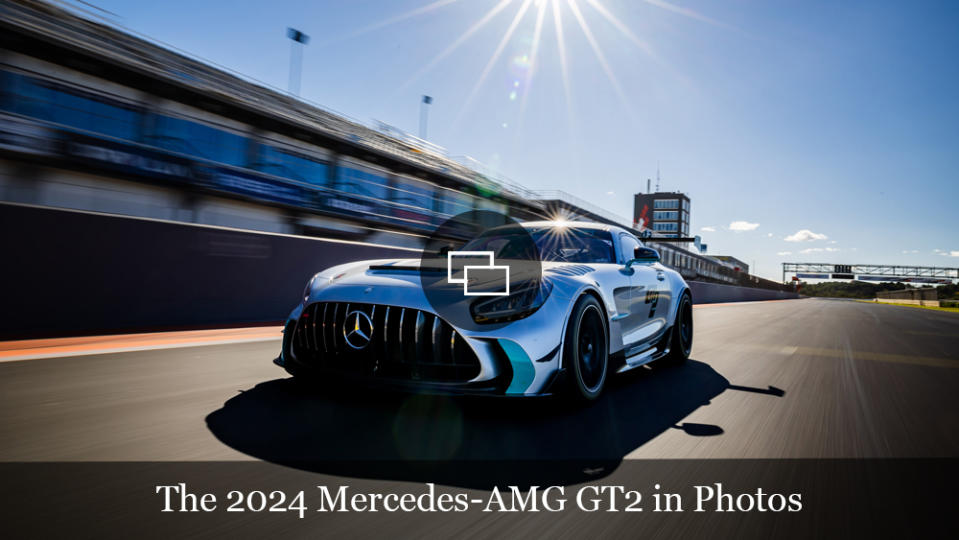 Driving the Mercedes-AMG GT2 race car on track.