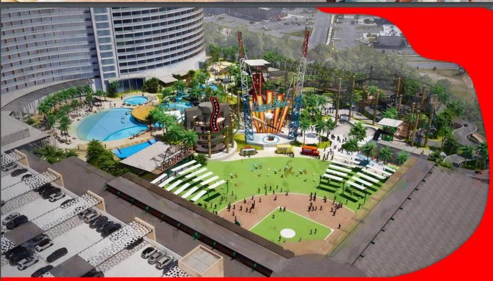 An artist rendering shows Blue Water Beach proposed for D’Iberville. The Sports Illustrated Resort would be one of the first in the country, with hotels, shopping, restaurants and entertainment centered around a crystal lagoon.