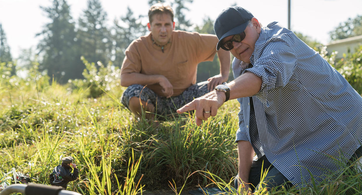 Steve Carell and Robert Zemeckis on the set of <i>Welcome To Marwen</i> (Universal)