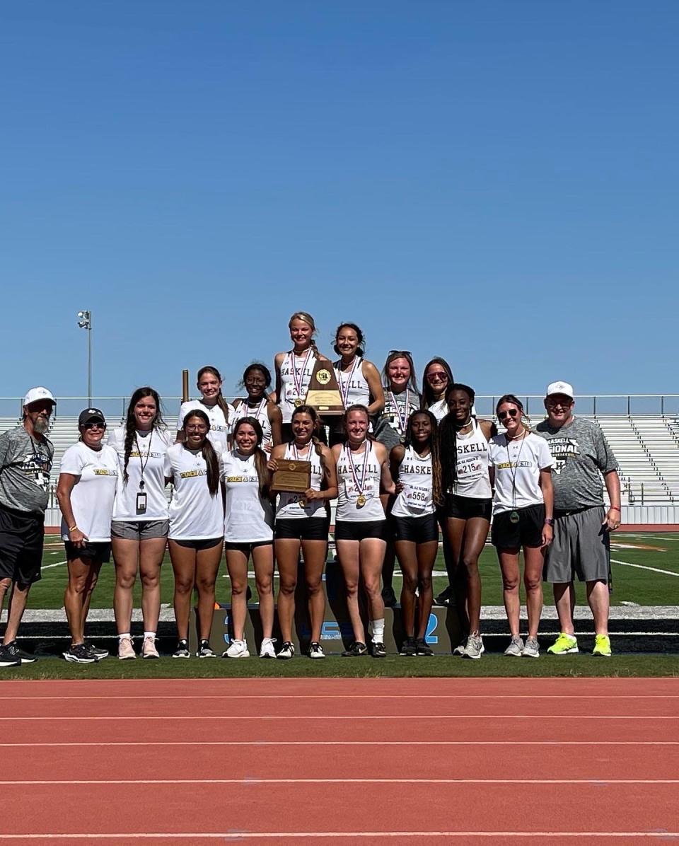 The Haskell Maidens pose after winning the Region II-2A championship on April 24.