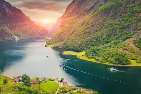 The group visited Norway's Naeroyfjord during a welcome heatwave - Credit: istock