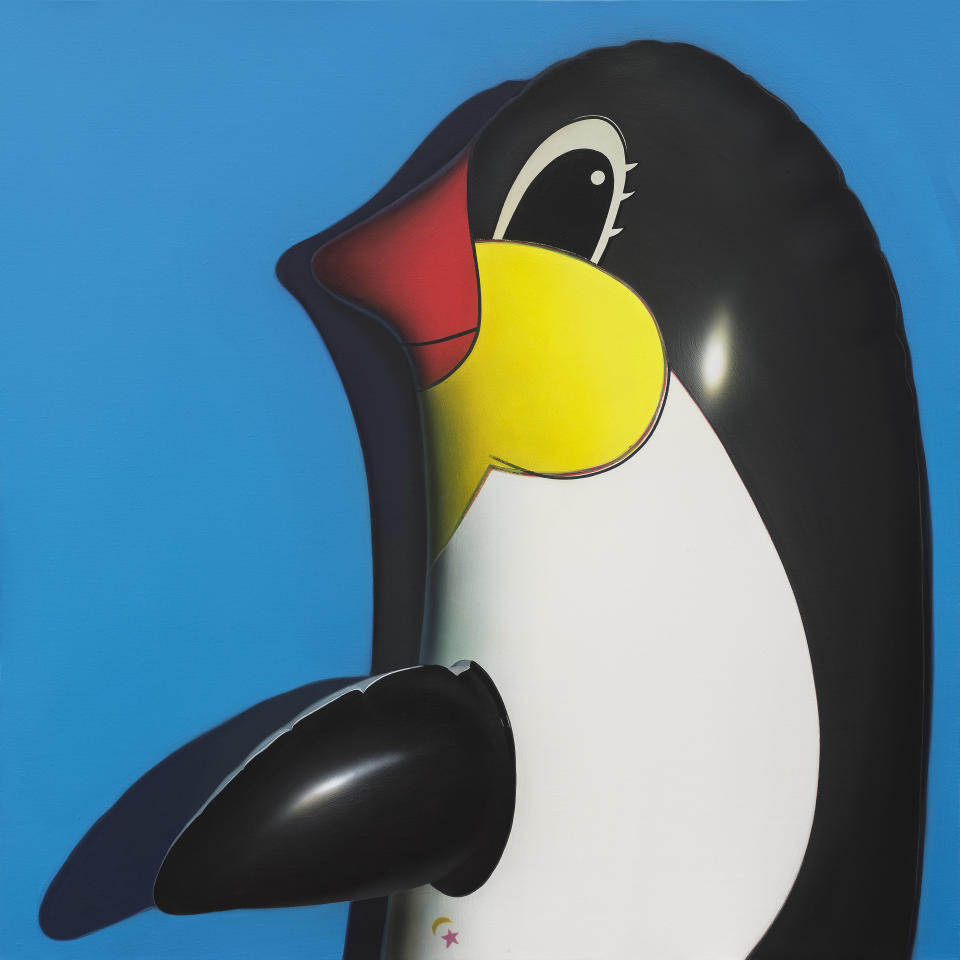 "Penguin With Eyelashes," a painting created in 2018 by Sun Yitian