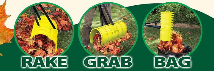 A three-in-one ergonomic rake that also grabs and dumps lawn debris so you don't have to bend over