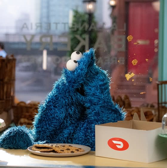 The Cookie Monster is featured in a Super Bowl Ad for DoorDash.