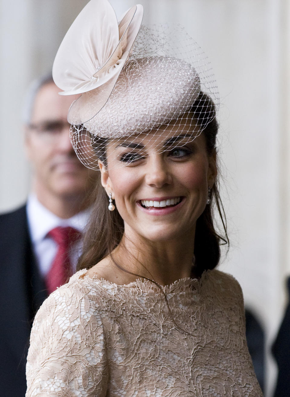 Britain's Kate Duchess of Cambridge arrives for a service of thanksgiving to celebrate Queen Elizabeth's 60-year reign during Diamond Jubilee celebrations in St Paul's Cathedral, London, Tuesday, June 5, 2012. (AP Photo/Tim Hales, Pool)