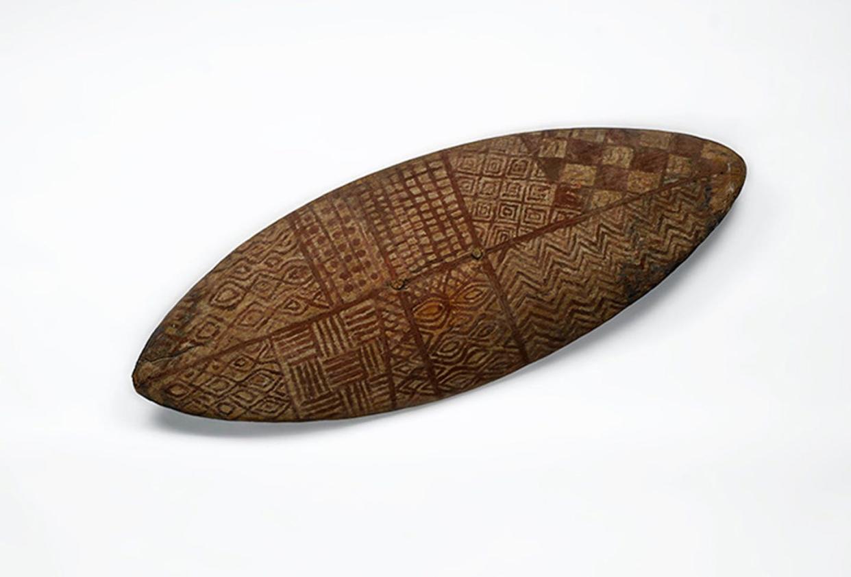 <span class="caption">Shield, collected by Admiral John Elphinstone Erskine, c.1851. National Museums Scotland. </span> <span class="attribution"><span class="source">Photo: National Museums Scotland, Edinburgh.</span></span>