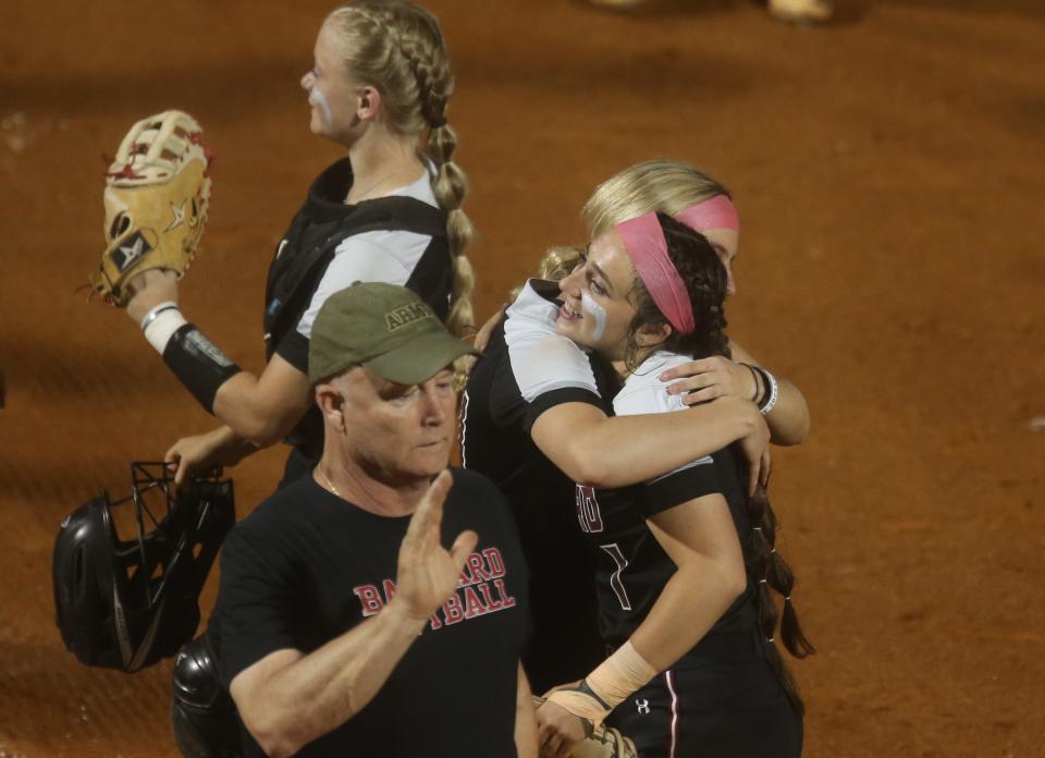 Ballard’s Brooke Gray is congratulated on the win against Woodford County in the state tournament. June 1, 2023