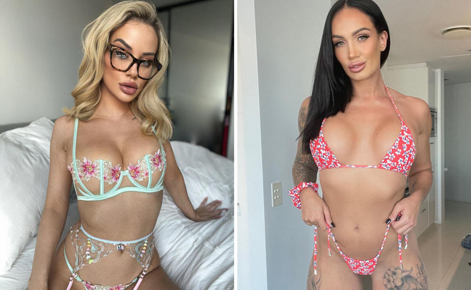 L: Jessika Power poses in a bikini. R: Hayley Vernon poses in a bikini