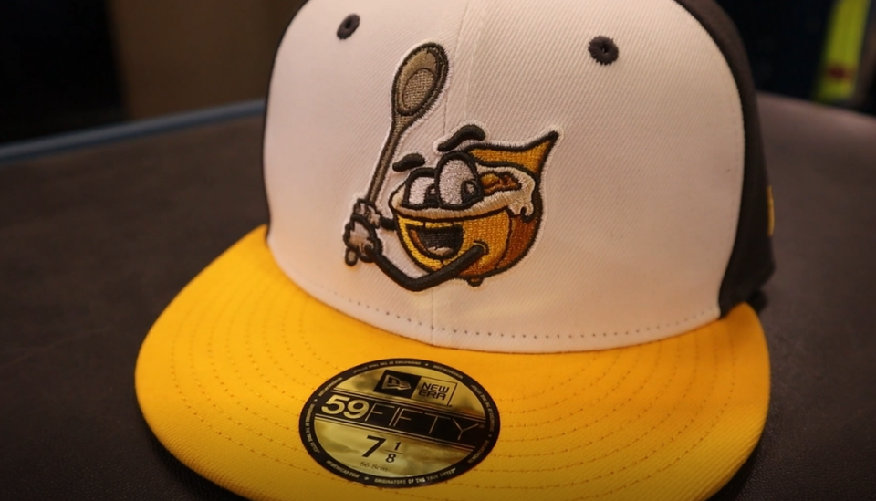 A hat for the Carolina Grits, the new “alternate identity” of the Columbia Fireflies. The team will play several games as the Grits in 2024.