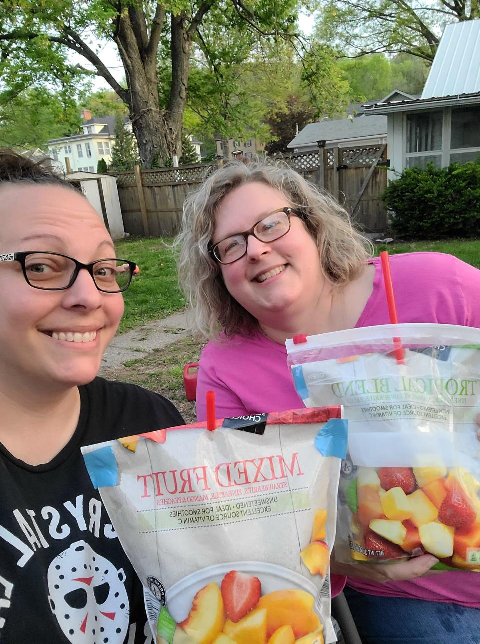 Mandy Allen and her sister, Melissa Mills, enjoying their backyard cookout drinks. (Mandy Allen)