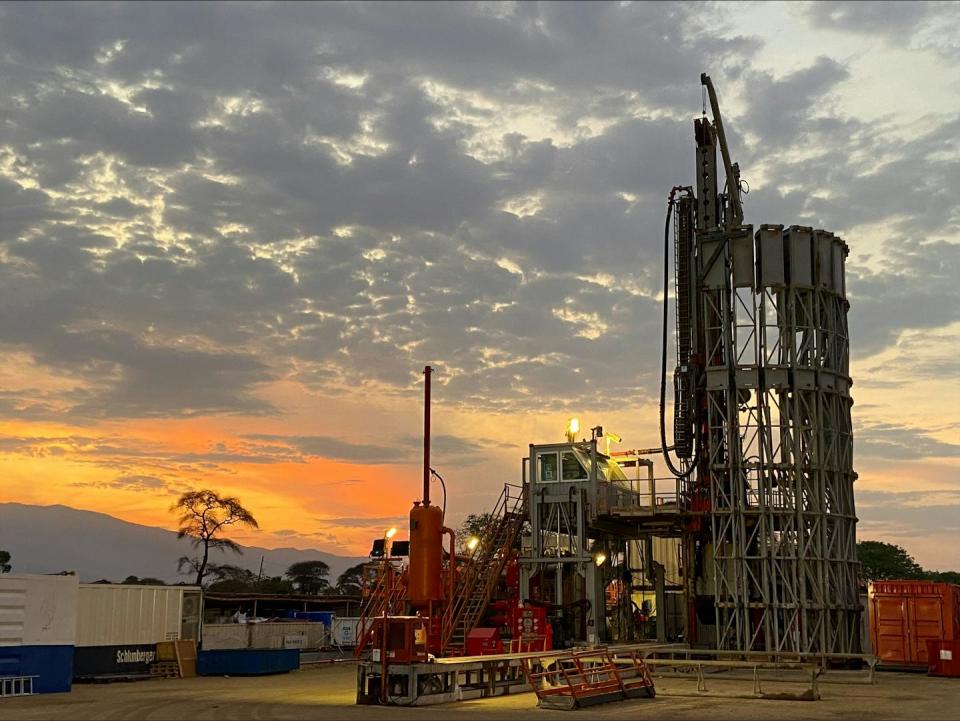 A helium drilling facility at sunset. Noble Helium Ltd