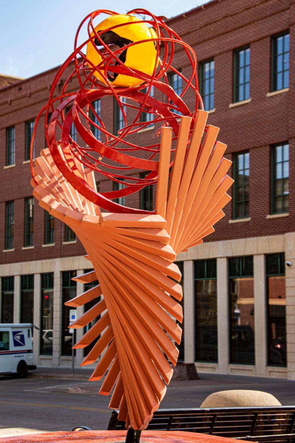 Engulfed by Osamede Obazee. Sioux Falls SculptureWalk 2022.