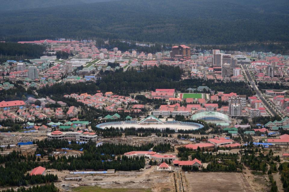 Aerial view of North Korea's northern city of Samjiyon