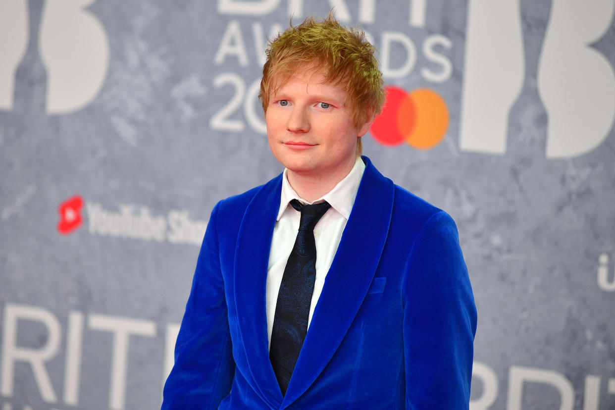 LONDON, ENGLAND - FEBRUARY 08: (EDITORIAL USE ONLY) Ed Sheeran attends The BRIT Awards 2022 at The O2 Arena on February 08, 2022 in London, England. (Photo by Jim Dyson/Redferns)