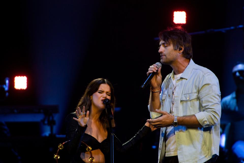 Maren Morris performs with her husband, Ryan Hurd at Bridgestone in Nashville , Tenn., Friday, Dec. 2, 2022.