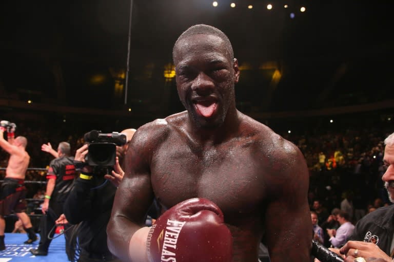 Deontay Wilder poses after defeating Johann Duhaupas at Legacy Arena at the BJCC on September 26, 2015 in Birmingham, Alabama