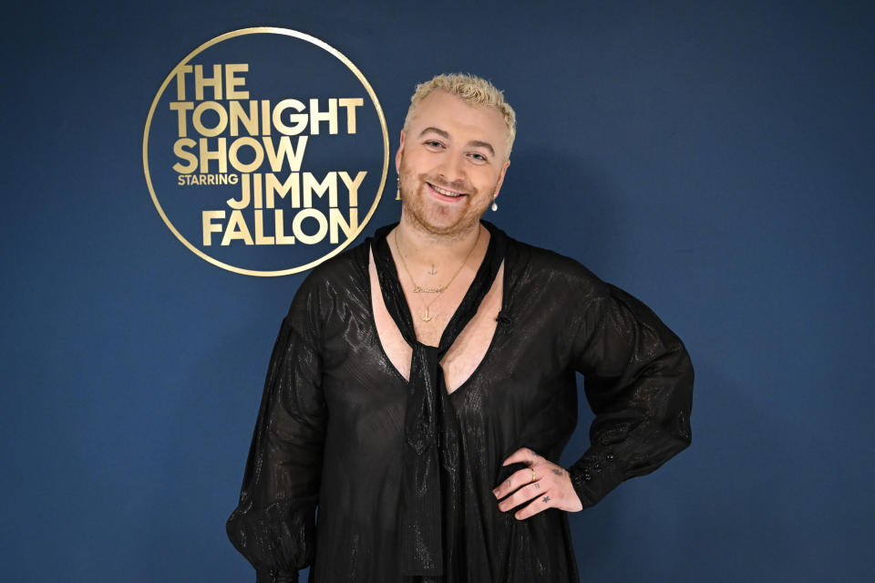 THE TONIGHT SHOW STARRING JIMMY FALLON -- Episode 1781 -- Pictured: Singer-songwriter Sam Smith poses backstage on Thursday, January 19, 2023 -- (Photo by: Todd Owyoung/NBC via Getty Images)
