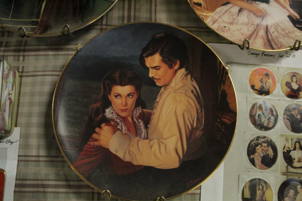 One of several handmade plates of characters Scarlett O'Hara and Rhett Butler in the classic film "Gone with the Wind" at the Civil War Show.