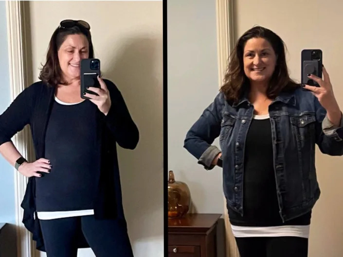 Tina Baylocq took weight loss medication semaglutide and took pictures from June 2021 and August 2021
