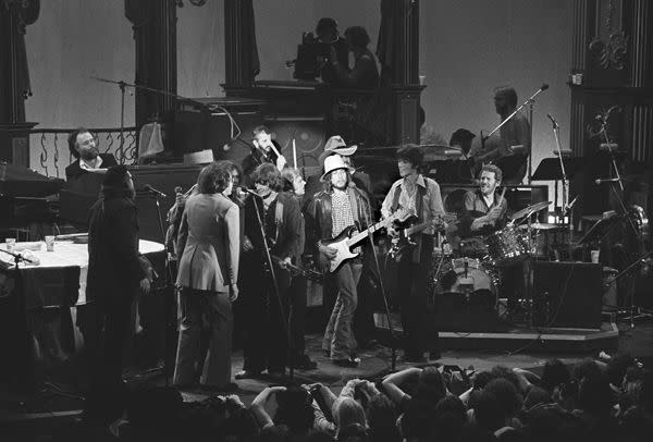 Van Morrison performs in 1976 at the Band's final concert filmed for The Last Waltz.